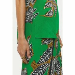 Jigsaw Green Block Floral Cowl Neck Top -Jigsaw store unnamed file 1063