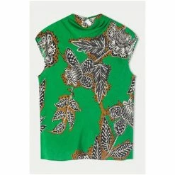 Jigsaw Green Block Floral Cowl Neck Top -Jigsaw store unnamed file 1065