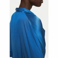 Jigsaw Blue Hammered Satin Wrap Front Top -Jigsaw store unnamed file 1071
