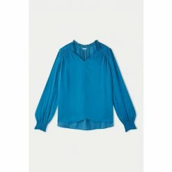 Jigsaw Blue Recycled Satin Long Sleeve Top