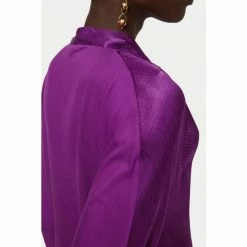 Jigsaw Purple Hammered Satin Wrap Front Top -Jigsaw store unnamed file 1089