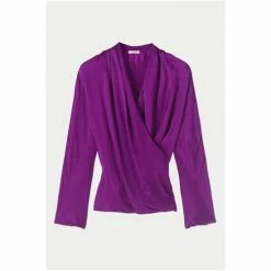 Jigsaw Purple Hammered Satin Wrap Front Top -Jigsaw store unnamed file 1091