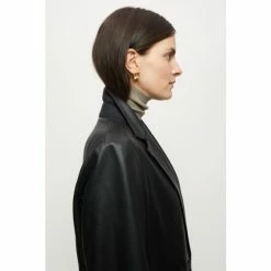 Jigsaw Oversized Black Leather Blazer: Jacket -Jigsaw store unnamed file 1249