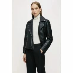 Jigsaw Black Quinn Leather Biker Jacket