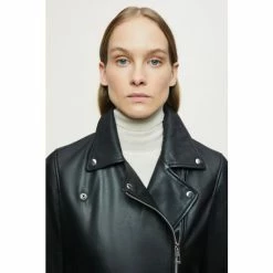 Jigsaw Black Quinn Leather Biker Jacket -Jigsaw store unnamed file 1289