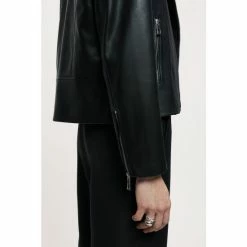 Jigsaw Black Quinn Leather Biker Jacket -Jigsaw store unnamed file 1290