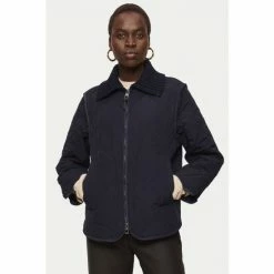 Jigsaw Knit Collar Quilted Jacket Green