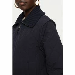 Jigsaw Knit Collar Quilted Jacket Green -Jigsaw store unnamed file 1308