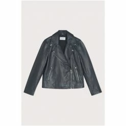 Jigsaw Blue Quinn Leather Biker Jacket -Jigsaw store unnamed file 1319