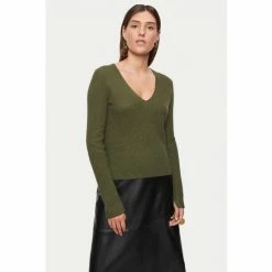 Jigsaw Green Cotton Blend V-Neck Jumper