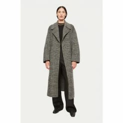 Jigsaw Black Belted Double Face Pow Wrap Coat