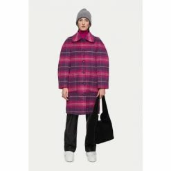 Jigsaw Pink Brushed Wool Check Coat