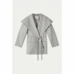 Jigsaw Short Grey Double Face Wrap Coat
