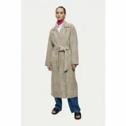 Jigsaw Grey Valor Suede Trench Coat