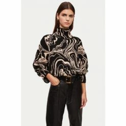 Jigsaw Rock Swirl Black Turtle Neck Jumper
