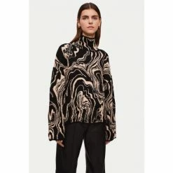 Jigsaw Rock Swirl Black Turtle Neck Jumper 2 Jigsaw Rock Swirl Black Turtle Neck Jumper -Jigsaw store unnamed file 156