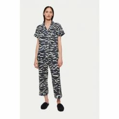 Jigsaw Blue Linear Cropped Pyjamas