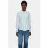 Jigsaw Blue Cotton Stripe Broderie Shirt
