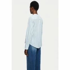 Jigsaw Blue Cotton Stripe Broderie Shirt -Jigsaw store unnamed file 1612