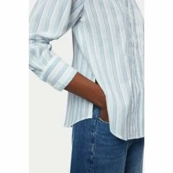 Jigsaw Blue Cotton Stripe Broderie Shirt -Jigsaw store unnamed file 1615