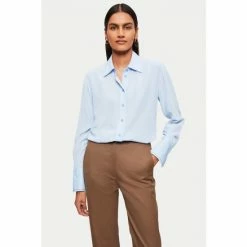 Jigsaw Blue Cotton Cuff Silk Shirt