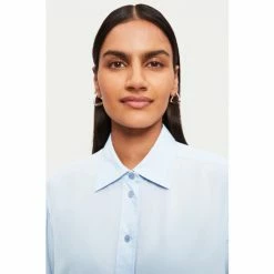 Jigsaw Blue Cotton Cuff Silk Shirt -Jigsaw store unnamed file 1633