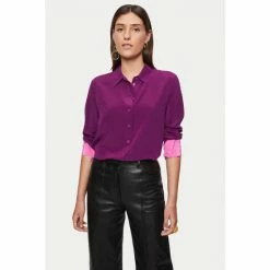 Jigsaw Purple Contrast Cuff Silk Shirt