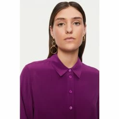 Jigsaw Purple Contrast Cuff Silk Shirt 3 Jigsaw Purple Contrast Cuff Silk Shirt -Jigsaw store unnamed file 1640