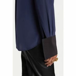 Jigsaw Blue Contrast Cuff Silk Shirt -Jigsaw store unnamed file 1645