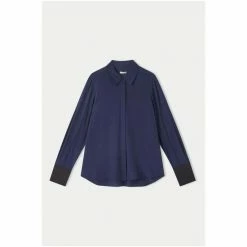 Jigsaw Blue Contrast Cuff Silk Shirt -Jigsaw store unnamed file 1647