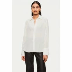 Jigsaw Cotton Cuff White Silk Shirt