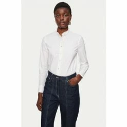 Jigsaw Cotton Poplin White Ruffle Shirt