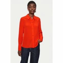 Jigsaw Orange Silk Long Sleeve Shirt