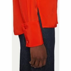 Jigsaw Orange Silk Long Sleeve Shirt -Jigsaw store unnamed file 1686