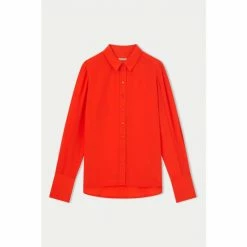 Jigsaw Orange Silk Long Sleeve Shirt -Jigsaw store unnamed file 1687