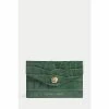 Jigsaw Green Mia Croc Effect Leather Pouch