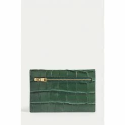 Jigsaw Green Mia Croc Effect Leather Pouch -Jigsaw store unnamed file 1698