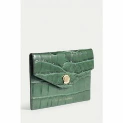Jigsaw Green Mia Croc Effect Leather Pouch -Jigsaw store unnamed file 1699