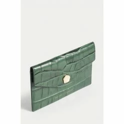 Jigsaw Green Mia Croc Effect Leather Pouch -Jigsaw store unnamed file 1700
