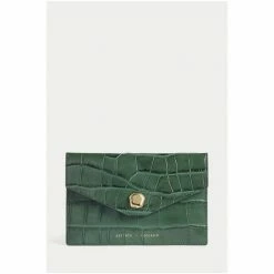 Jigsaw Green Mia Croc Effect Leather Pouch -Jigsaw store unnamed file 1703