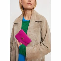 Jigsaw Pink Mia Envelope Leather Pouch