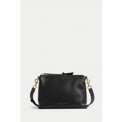 Jigsaw Black Ava Pebble Leather Cross-Body Black Bag