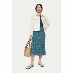 Jigsaw Blue Vintage Poppy Midi Skirt -Jigsaw store unnamed file 1776
