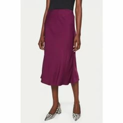 Jigsaw Purple Satin Bias Midi Skirt