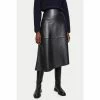 Jigsaw Leather Midi Asymmetric Black Skirt