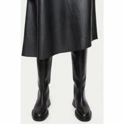 Jigsaw Leather Midi Asymmetric Black Skirt -Jigsaw store unnamed file 1816