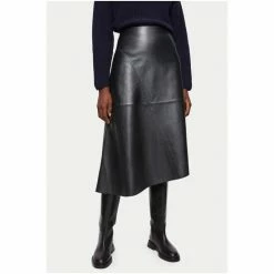 Jigsaw Leather Midi Asymmetric Black Skirt -Jigsaw store unnamed file 1817