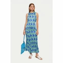 Jigsaw Blue Tie Dye Crinkle Silk Mix Skirt -Jigsaw store unnamed file 1837