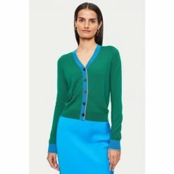 Jigsaw Green Merino V-Neck Cardigan