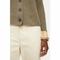 Jigsaw Green Merino Cashmere Rib V Cardigan -Jigsaw store unnamed file 1893